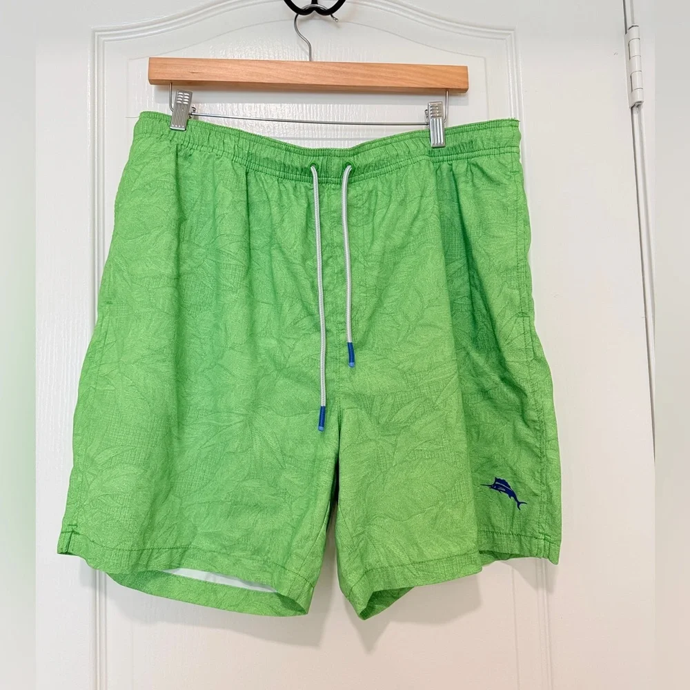 Tommy Bahama Mens Swim Trunks XL Green Board Shorts Drawstring Lined